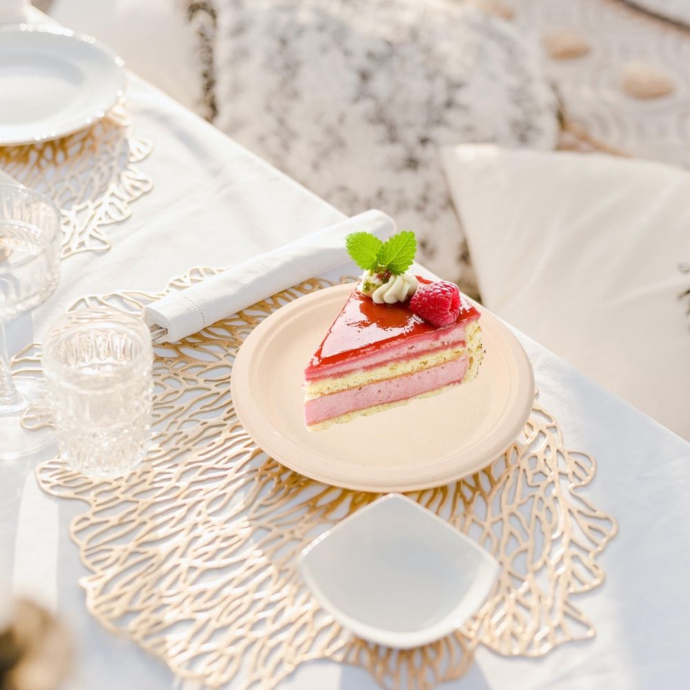 50Pcs Paper Dessert Plates Light Yellow for Gathering Convenient and Sturdy