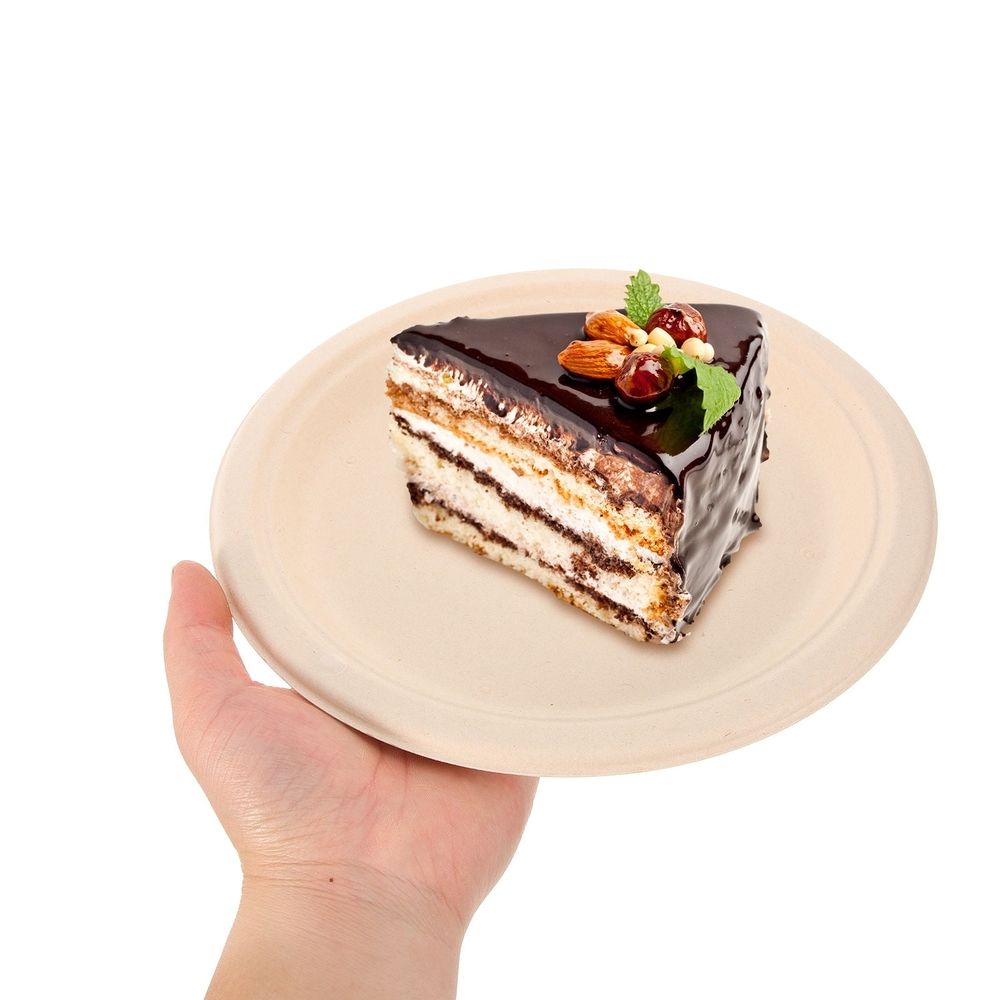 50Pcs Paper Dessert Plates Light Yellow for Gathering Convenient and Sturdy
