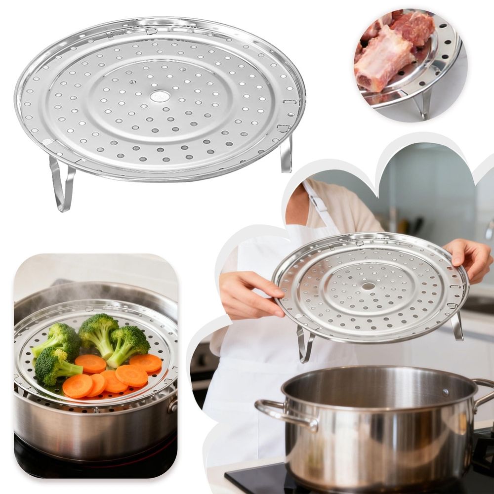 Round Stainless Steel Steamer Rack Insert Tray Kitchen Cookware For Vegetables Seafood Dumpling Home