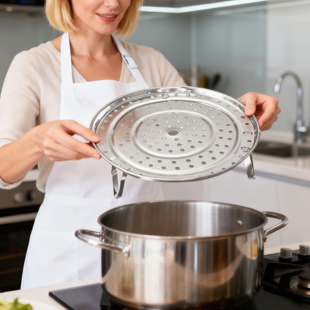 Round Stainless Steel Steamer Rack Insert Tray Kitchen Cookware For Vegetables Seafood Dumpling Home