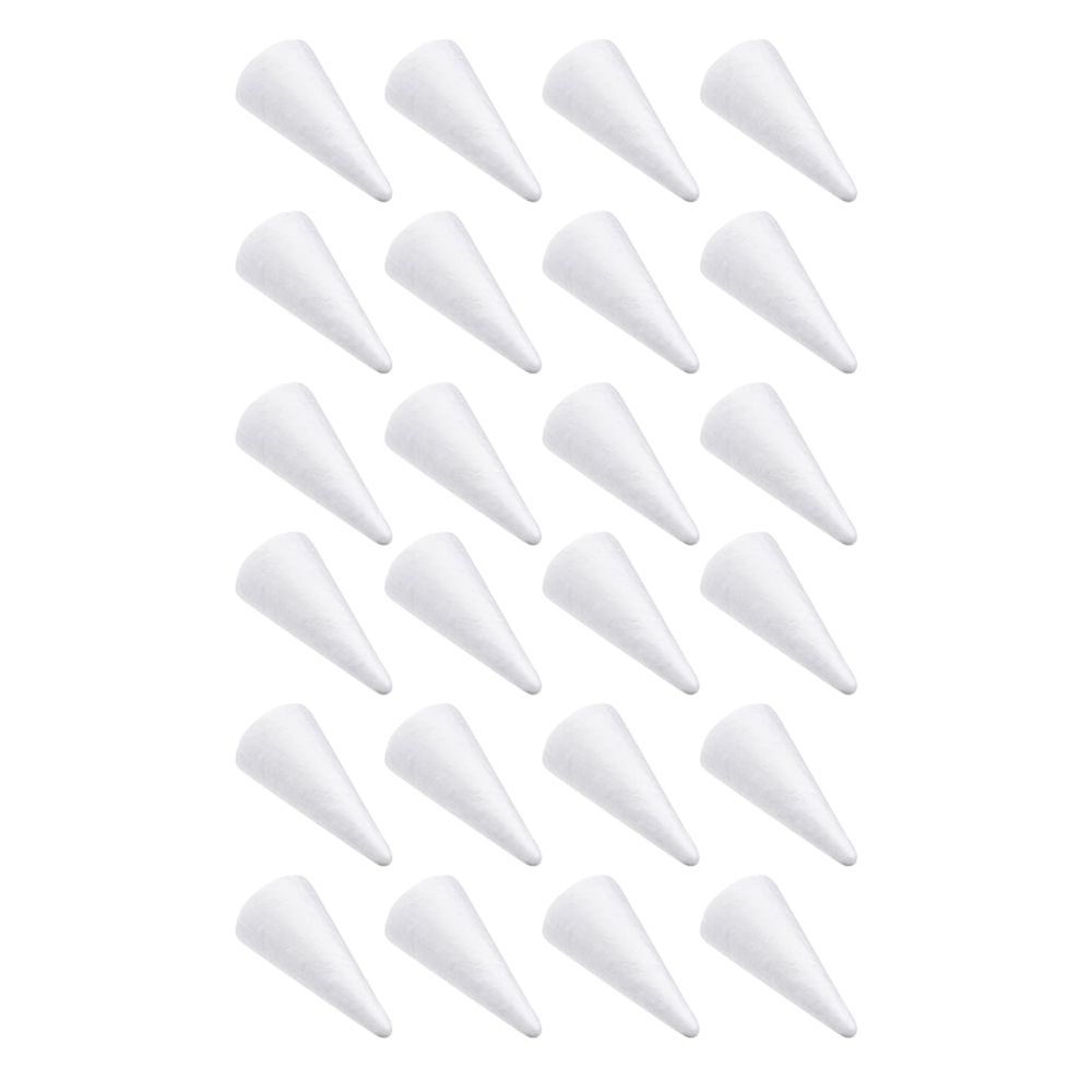 24Pcs White Craft Foam Cones Polystyrene Tree Shaped Foam for Arts and Crafts Christmas School Wedding Birthday DIY Home Project
