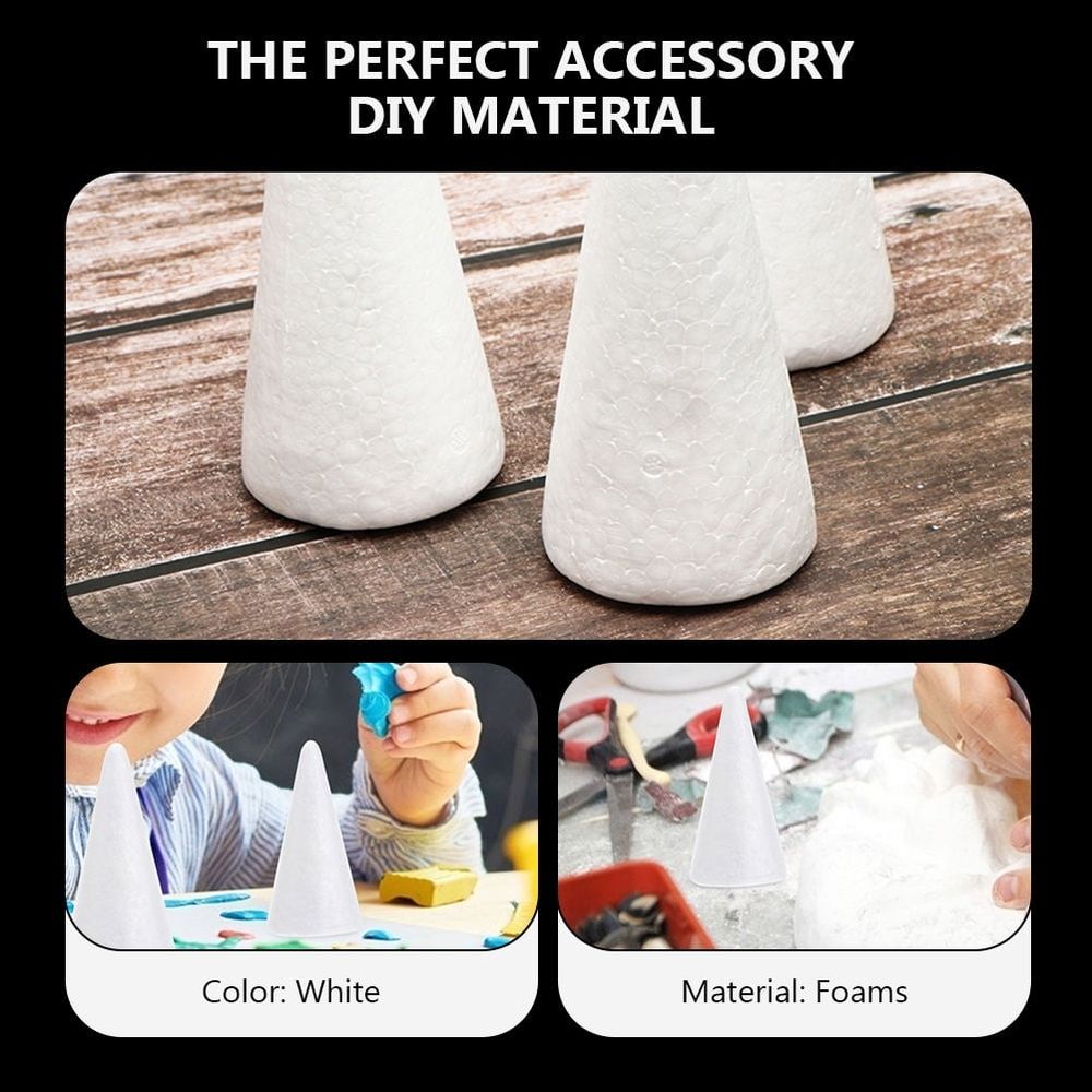 24Pcs White Craft Foam Cones Polystyrene Tree Shaped Foam for Arts and Crafts Christmas School Wedding Birthday DIY Home Project