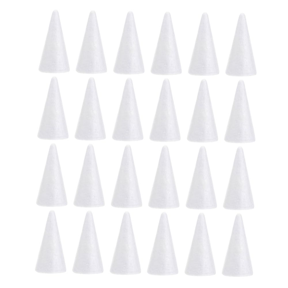 24Pcs White Craft Foam Cones Polystyrene Tree Shaped Foam for Arts and Crafts Christmas School Wedding Birthday DIY Home Project