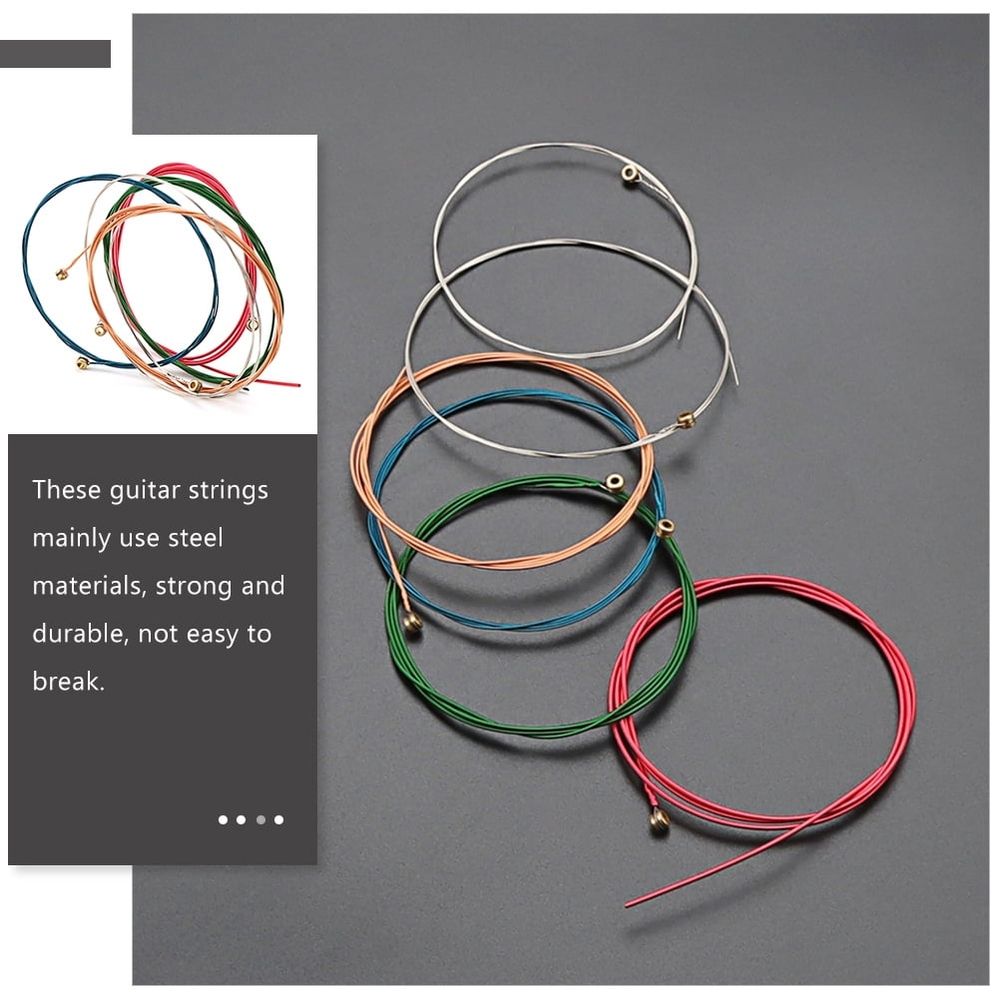 6-Piece Acoustic Folk Guitar Accessory Set with Steel Strings, Clear Components, Perfect for Beginners and Students