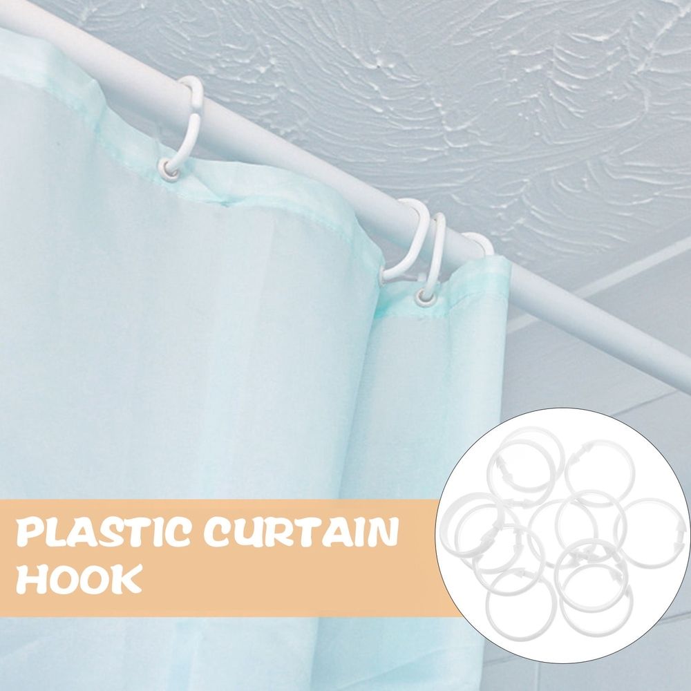 Smooth Gliding Bath Drape Clips White Rustproof for Bathroom 12Pcs
