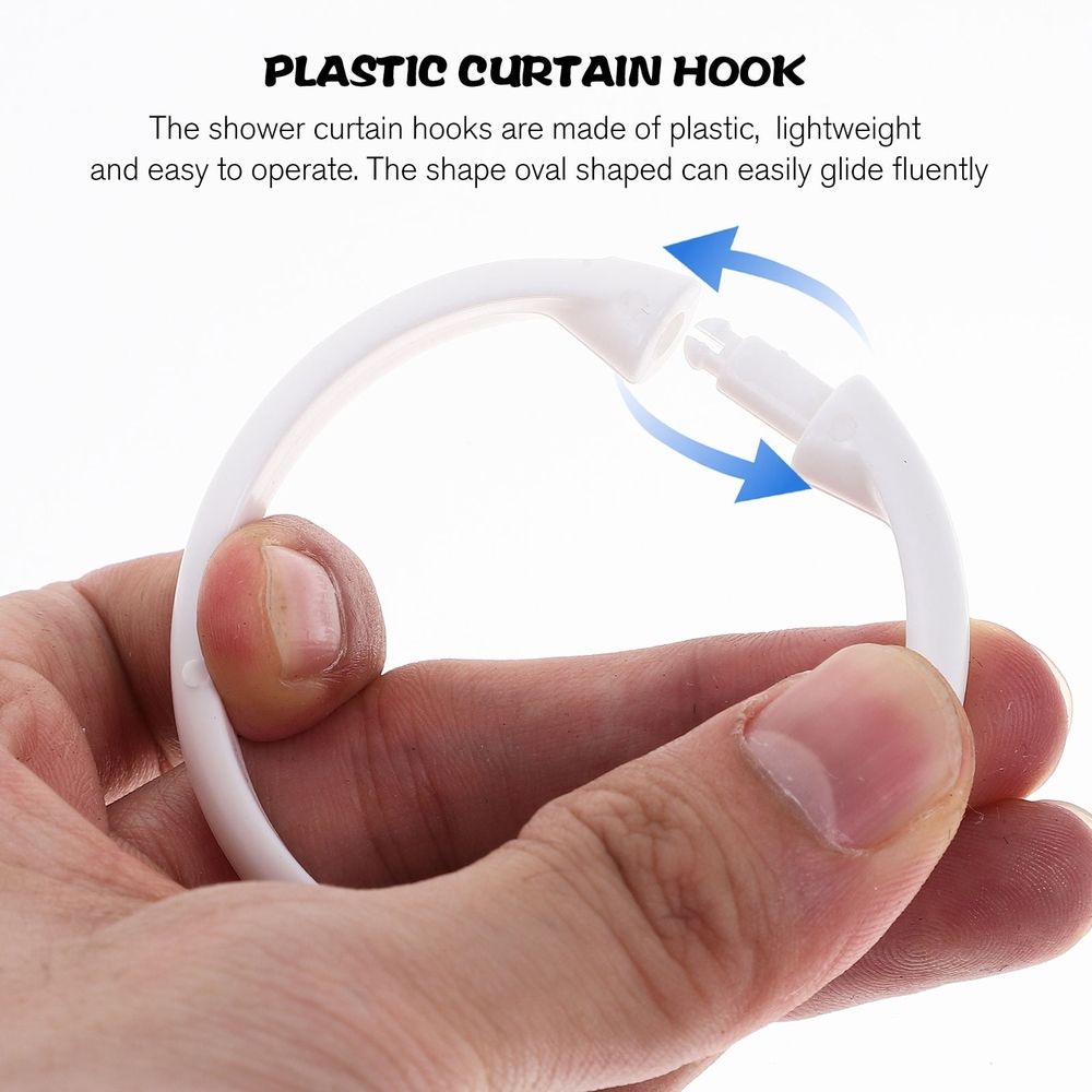 Smooth Gliding Bath Drape Clips White Rustproof for Bathroom 12Pcs