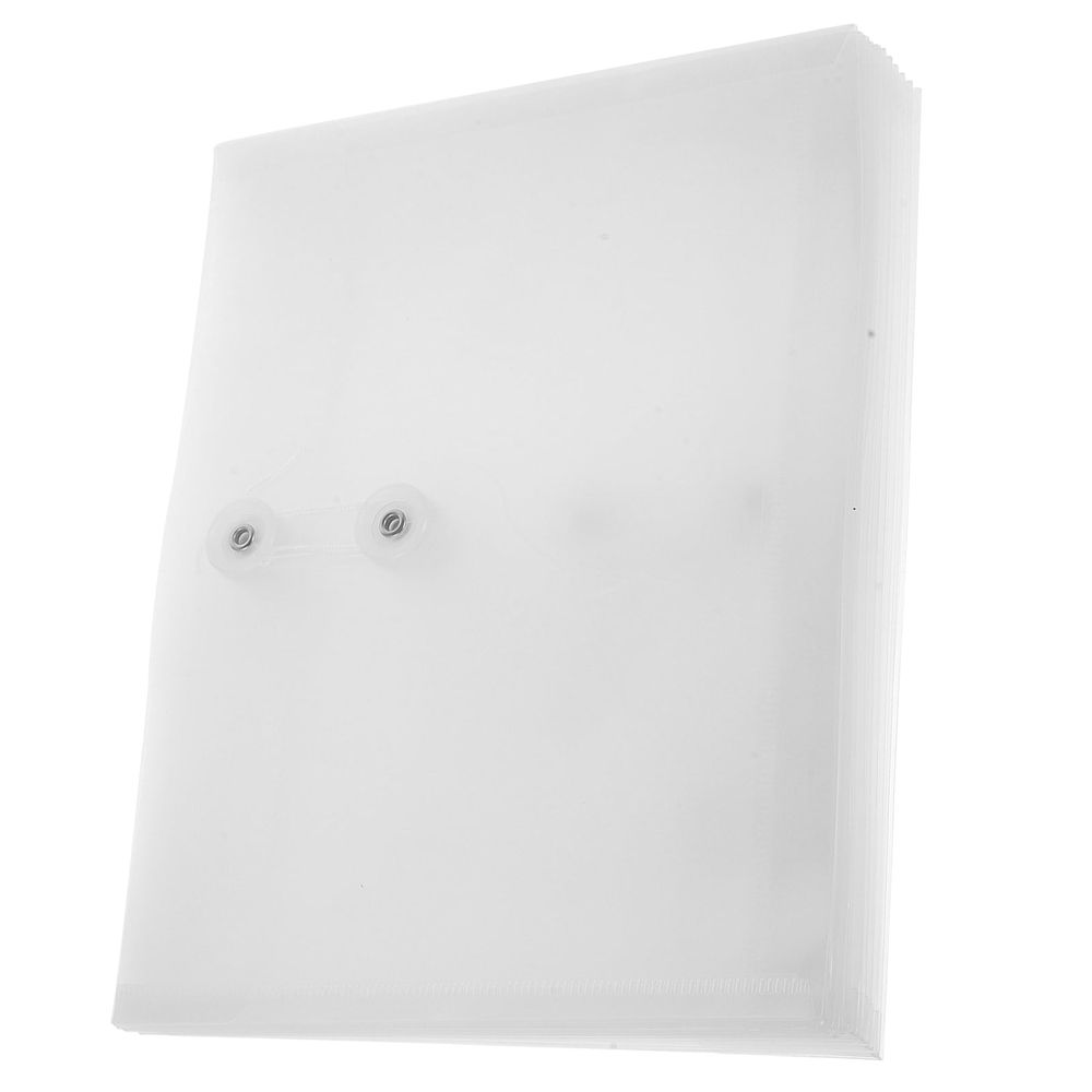 12Pcs Transparent File Folder with Rope Wrap Button Clear Document Organizer