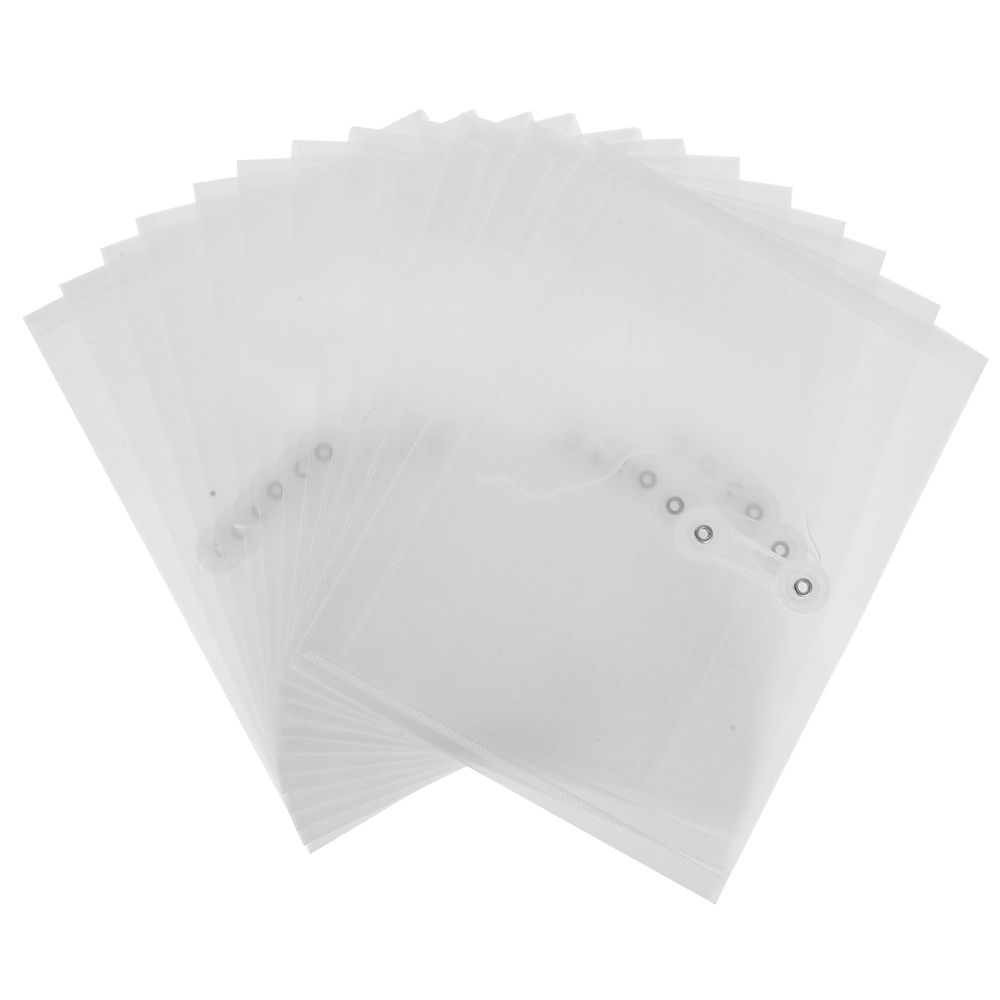 12Pcs Transparent File Folder with Rope Wrap Button Clear Document Organizer