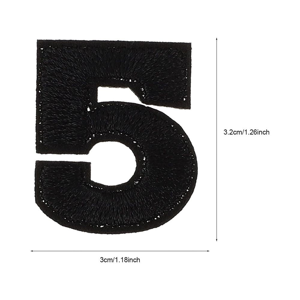 30Pcs Number Iron on Patches Black Embroidered Clothing Repair Appliques