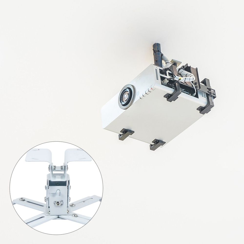 White Steel Projector Ceiling Mount Bracket Holder Wall Hanging Support for Home Theater