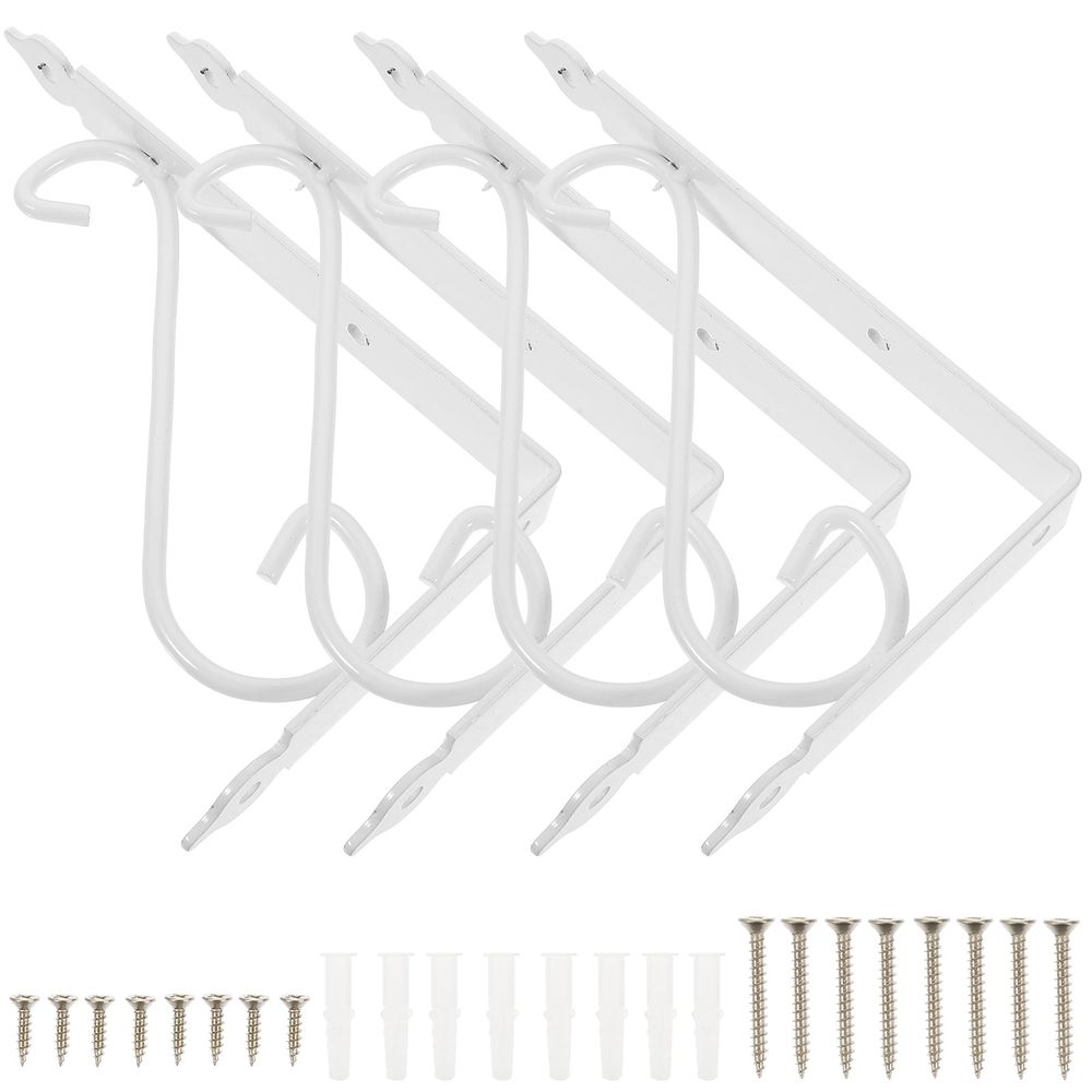 4 Pcs White Metal Wall Mount Shelf Brackets with Calpboard Support for Bookrack, Sturdy Metal Shelves, STB Bracket Set