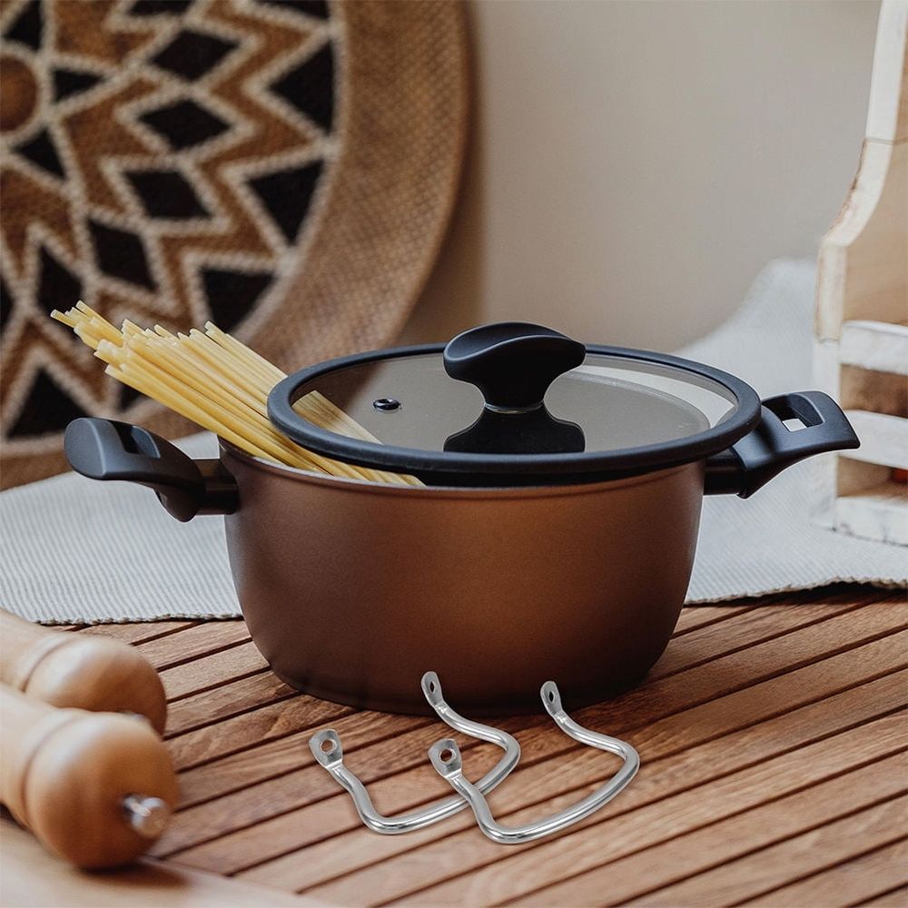 4-Pack Curved Stainless Steel Pot Handles with Double-Sided Grip for Easy Lifting, Removable & Replaceable Cookware Handles 7mm