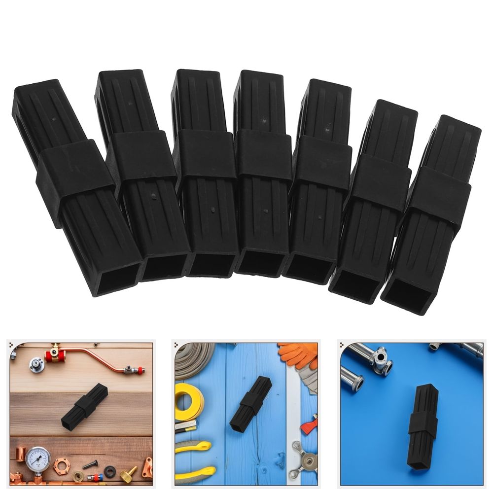 10Pcs Ribbed Plastic Tube Coupler for Air Conditioning Square Tubing Secure Fit Black