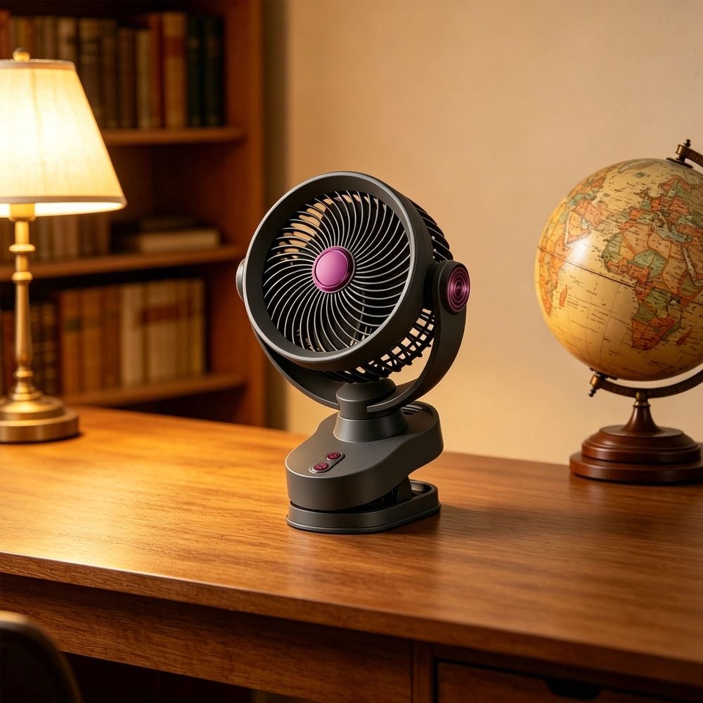Rechargeable Clip Fan with LED Light - Portable Desk Fan with Adjustable Speeds, USB Charging, Ultra Quiet for Office, Bedside, Camping