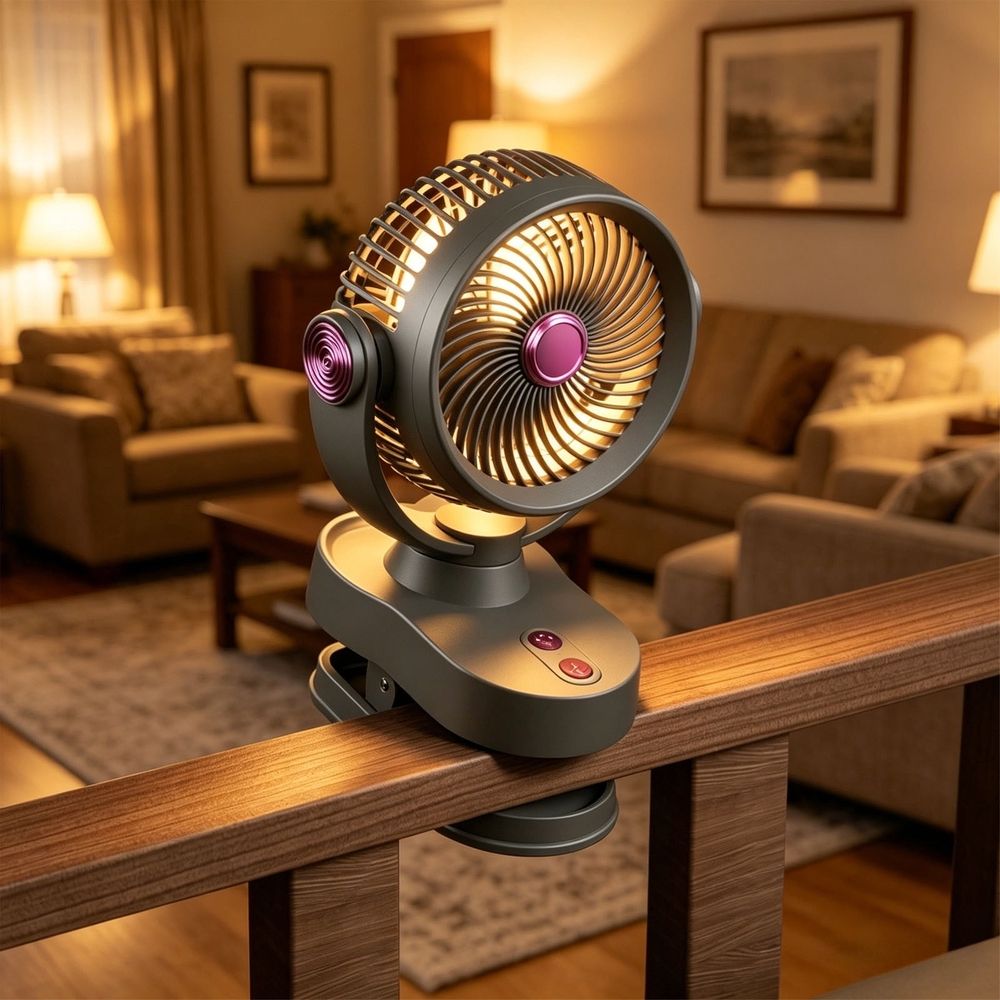 Rechargeable Clip Fan with LED Light - Portable Desk Fan with Adjustable Speeds, USB Charging, Ultra Quiet for Office, Bedside, Camping