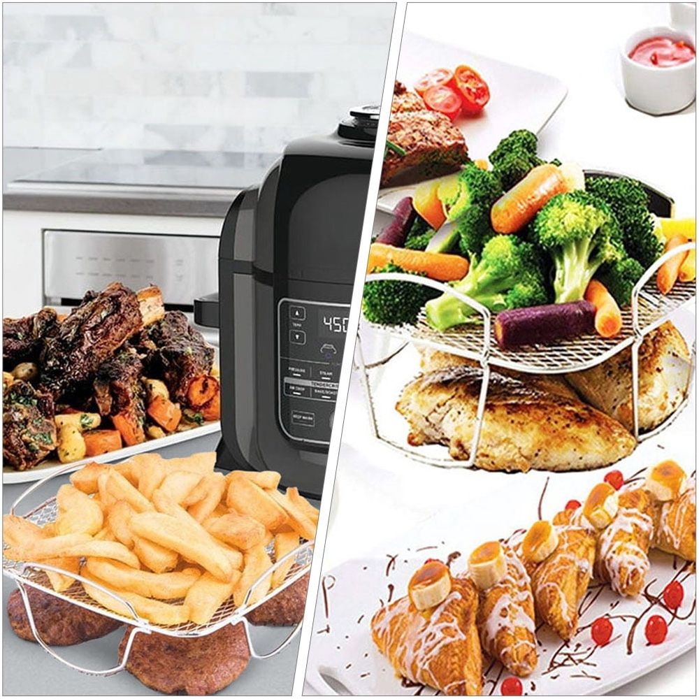 Stainless Steel Grilling Rack for Air Fryers Plated Silver Dehydration Function Mesh Design