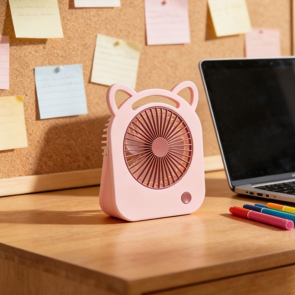 USB Rechargeable Fan - Adjustable Angle Desktop and Handheld Electric Fan with Low Noise Operation for Home, Office, and Dorm Use, Compact Size, Lightweight Plastic,White