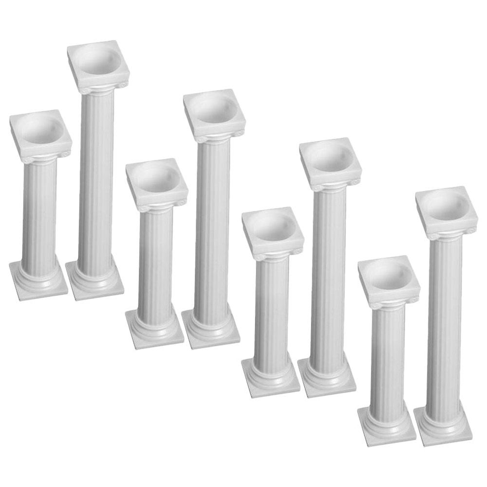 Versatile White Plastic Cake Display Stand for Various Occasions 8Pcs