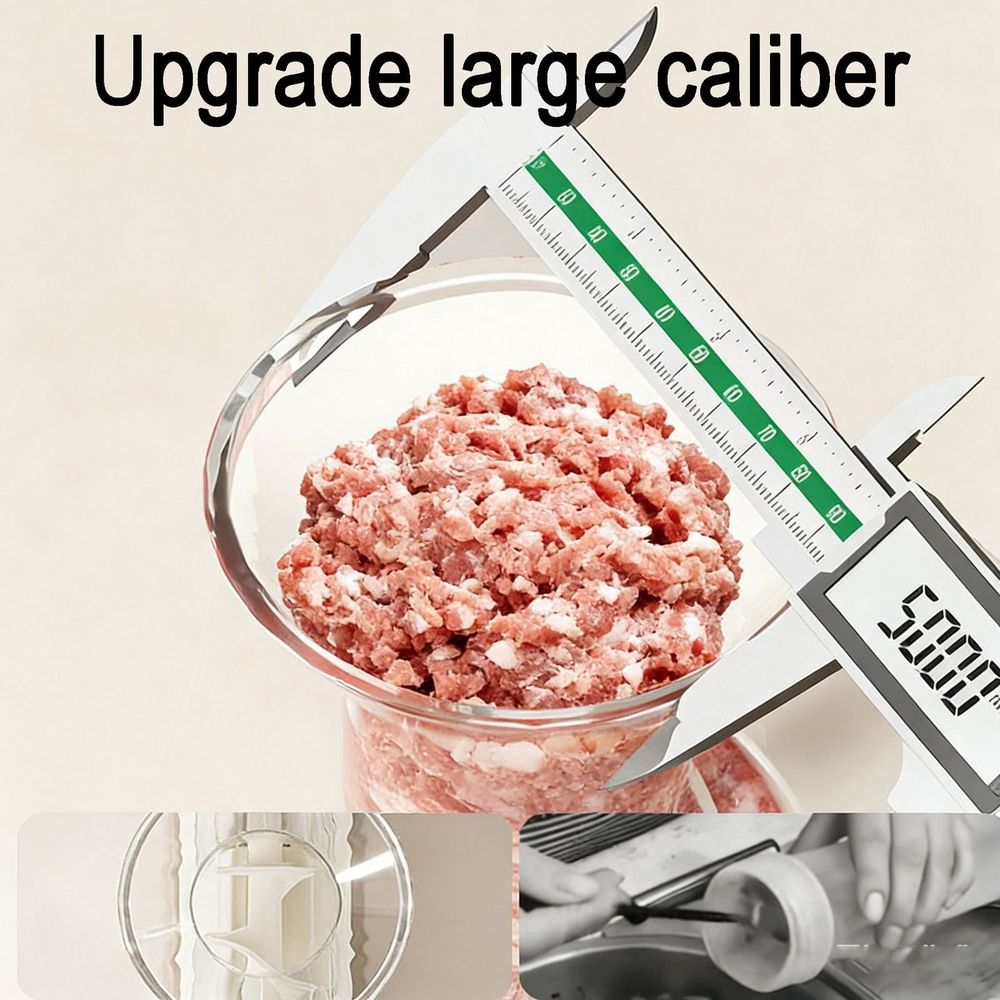 Hand Crank Sausage Stuffer, Rotating Meat Filler Tool for Homemade Sausage Making with 3 Tubes and Tamper