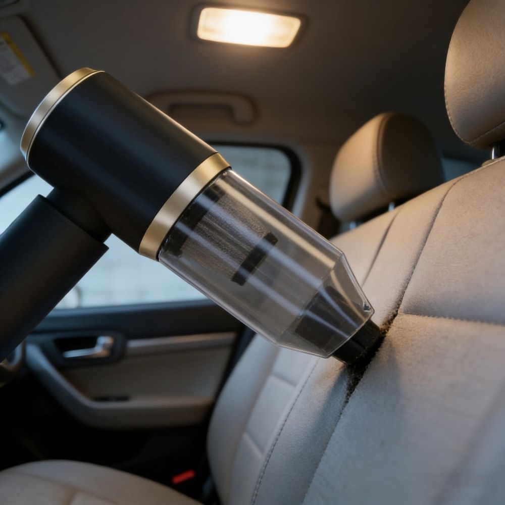 Portable Handheld Vacuum Rechargeable with Transparent Cup Powerful Suction, Lightweight Car Cleaning Wipes Interior Leather Care