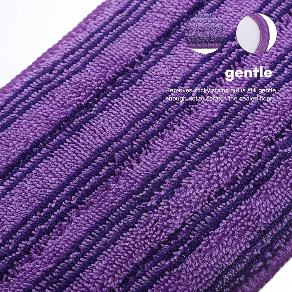 2Pcs Violet Reusable Mop Pads Washable Fiber Mop Covers for Hardwood Floors