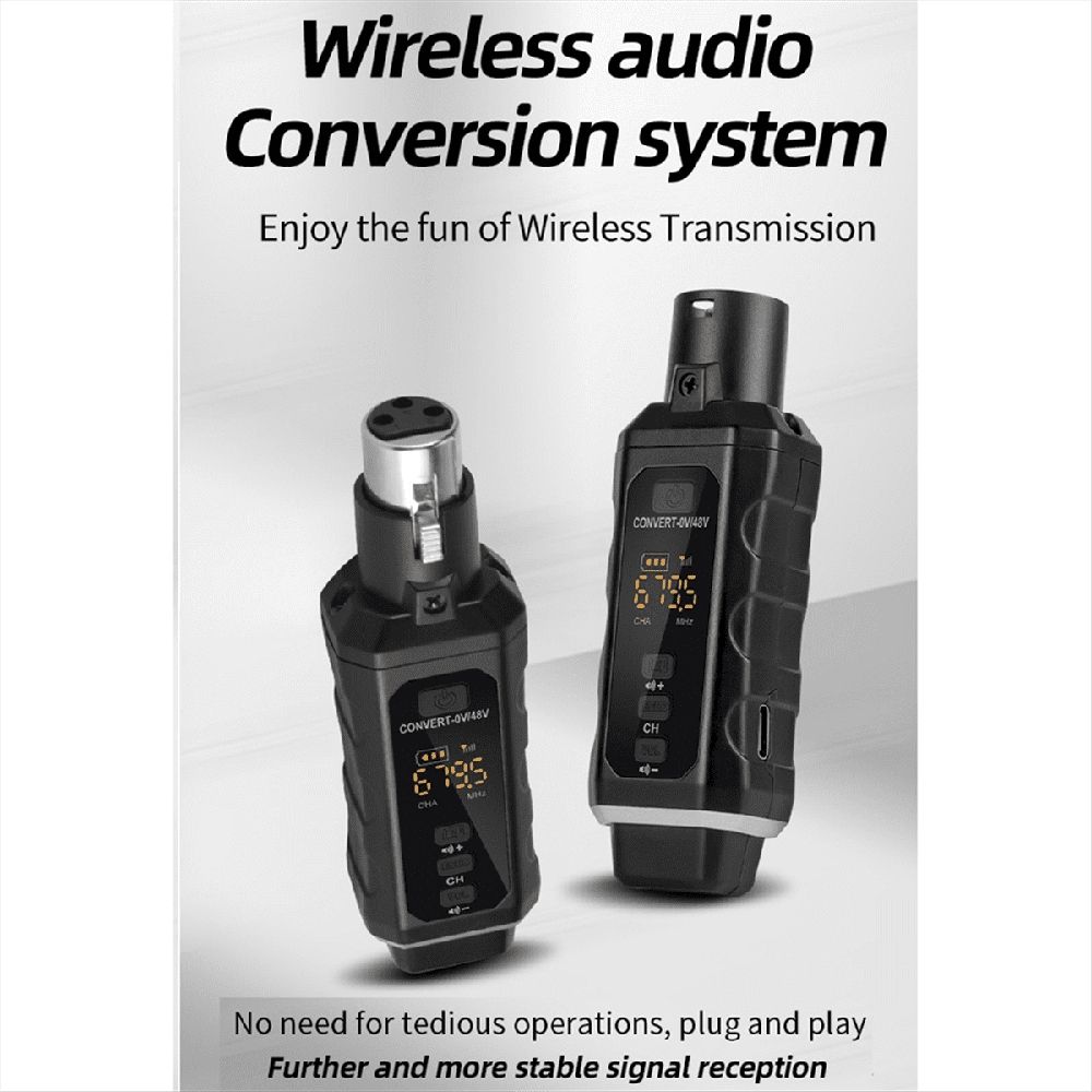 Adapter System Wireless Microphone Transmitter Receiver System for Dynamic Microphone Guitar Audio Mixer
