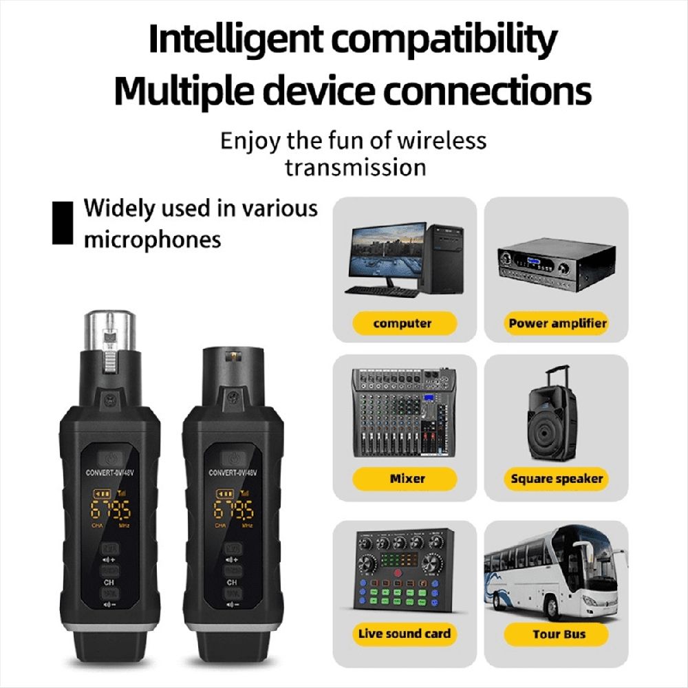 Adapter System Wireless Microphone Transmitter Receiver System for Dynamic Microphone Guitar Audio Mixer