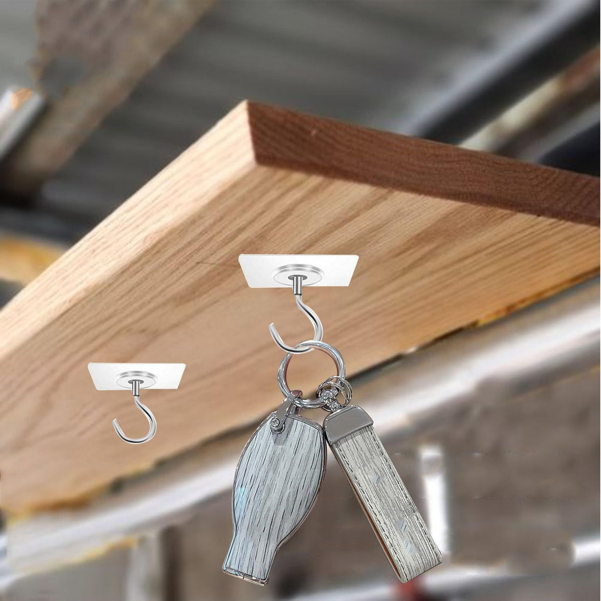 No Hole Adhesive Ceiling Hooks Stainless Steel PVC Ceiling Hooks Waterproof and Durable Adhesive Ceiling Hooks  (8, Square)