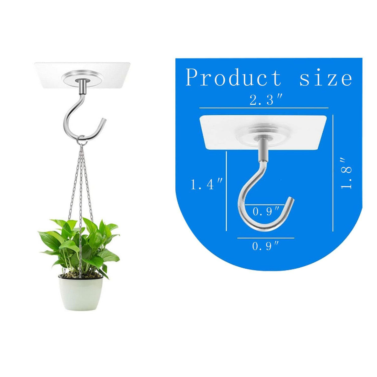 No Hole Adhesive Ceiling Hooks Stainless Steel PVC Ceiling Hooks Waterproof and Durable Adhesive Ceiling Hooks  (8, Square)