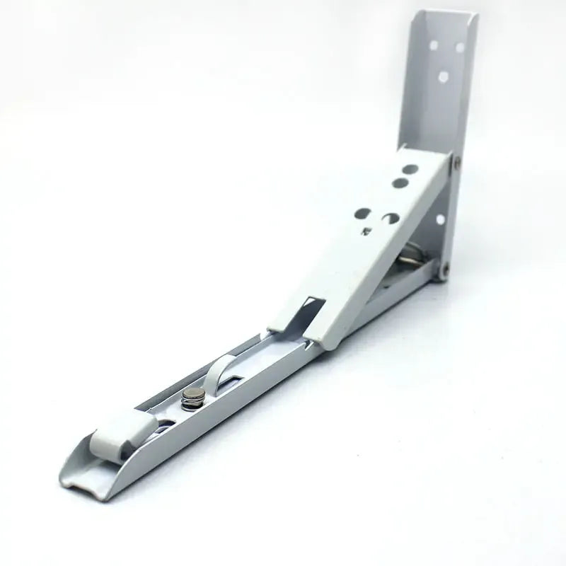 2PCS Folding Shelf Brackets, Heavy Duty Sturdy Metal Collapsible Triangle Shelf Bracket, Space Saving for Bench Table with Screws
