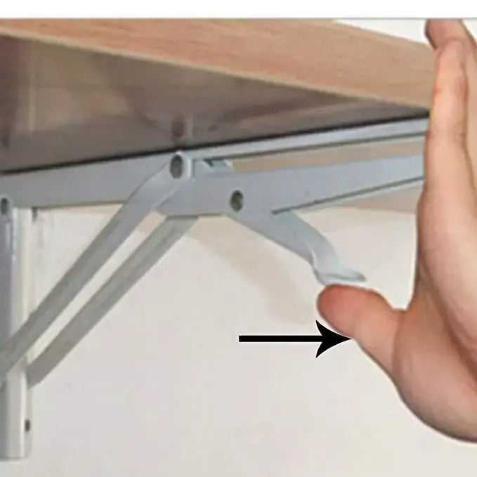 2PCS Folding Shelf Brackets, Heavy Duty Sturdy Metal Collapsible Triangle Shelf Bracket, Space Saving for Bench Table with Screws