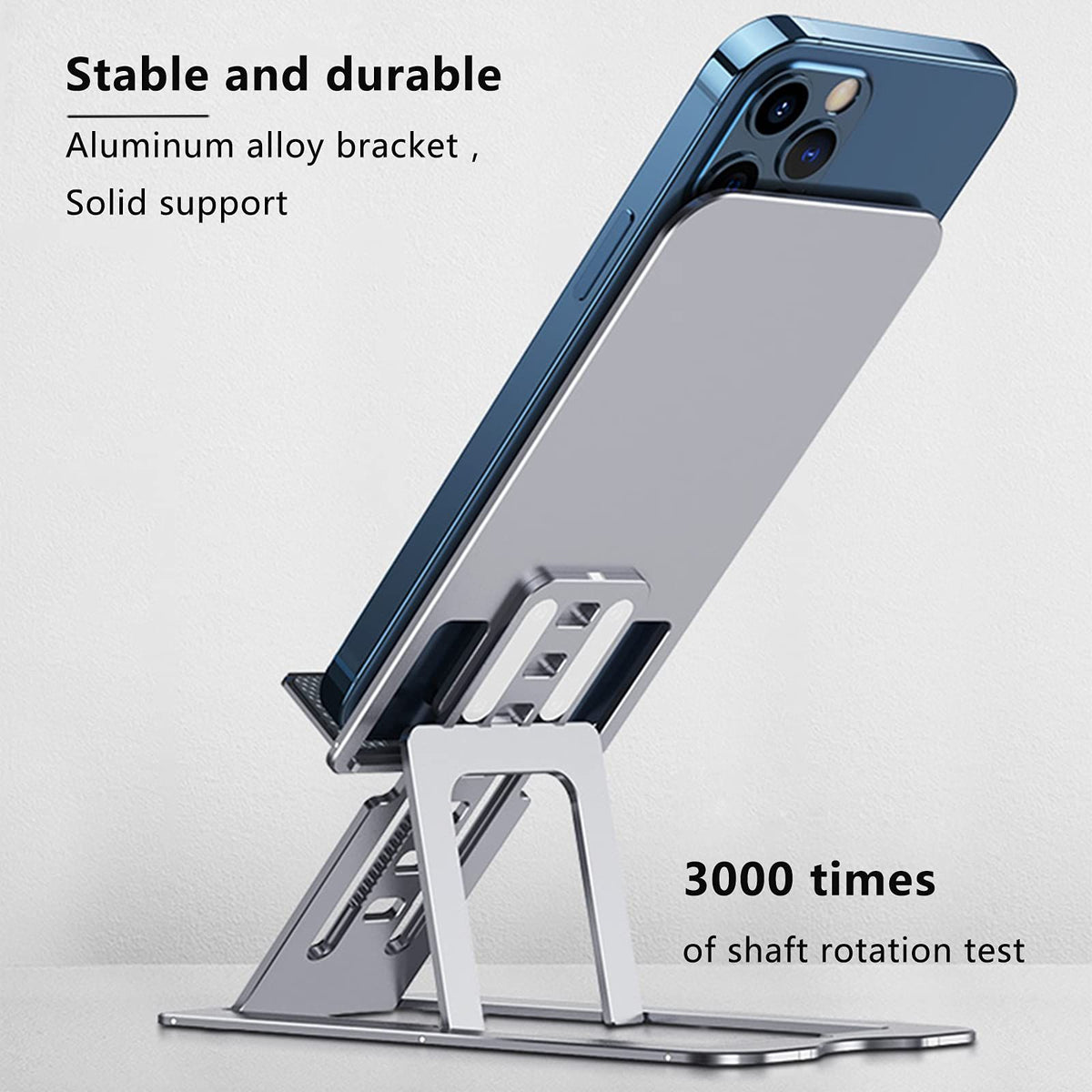 Foldable Portable Cell Phone Holder Stand Adjustable Angle & Height Compatible with Cellphone &