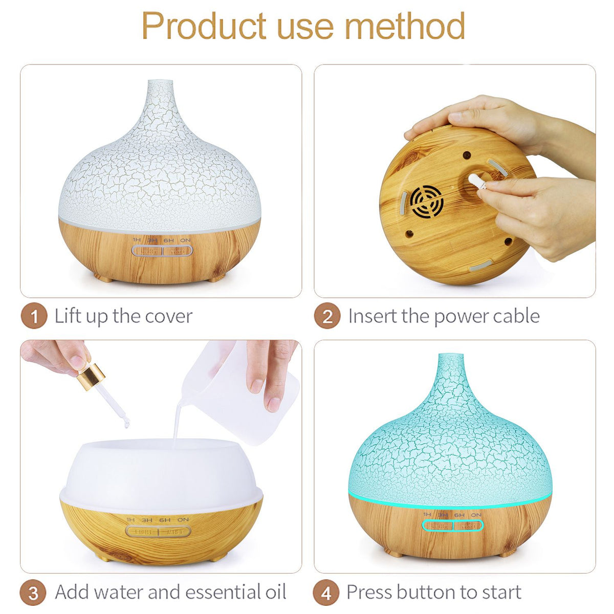 Aromatherapy Diffuser,Aromatherapy Essential Oil Diffuser Ultrasonic,Cool Mist Humidifier with Colorful LED Lights Noise Reduction