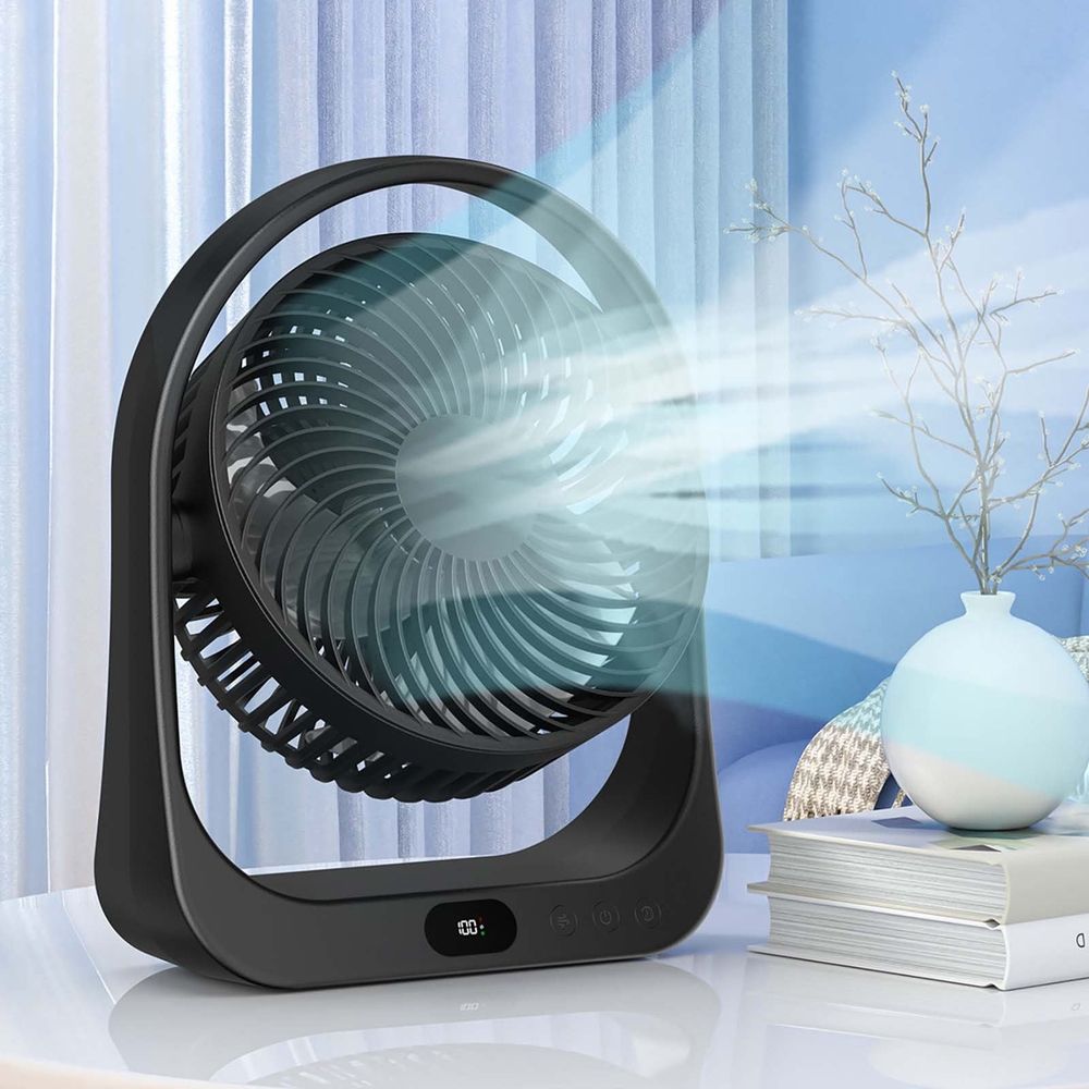 Desk Fan Small Home Fan, Ultra Strong Wind, Long Lasting Build, Black