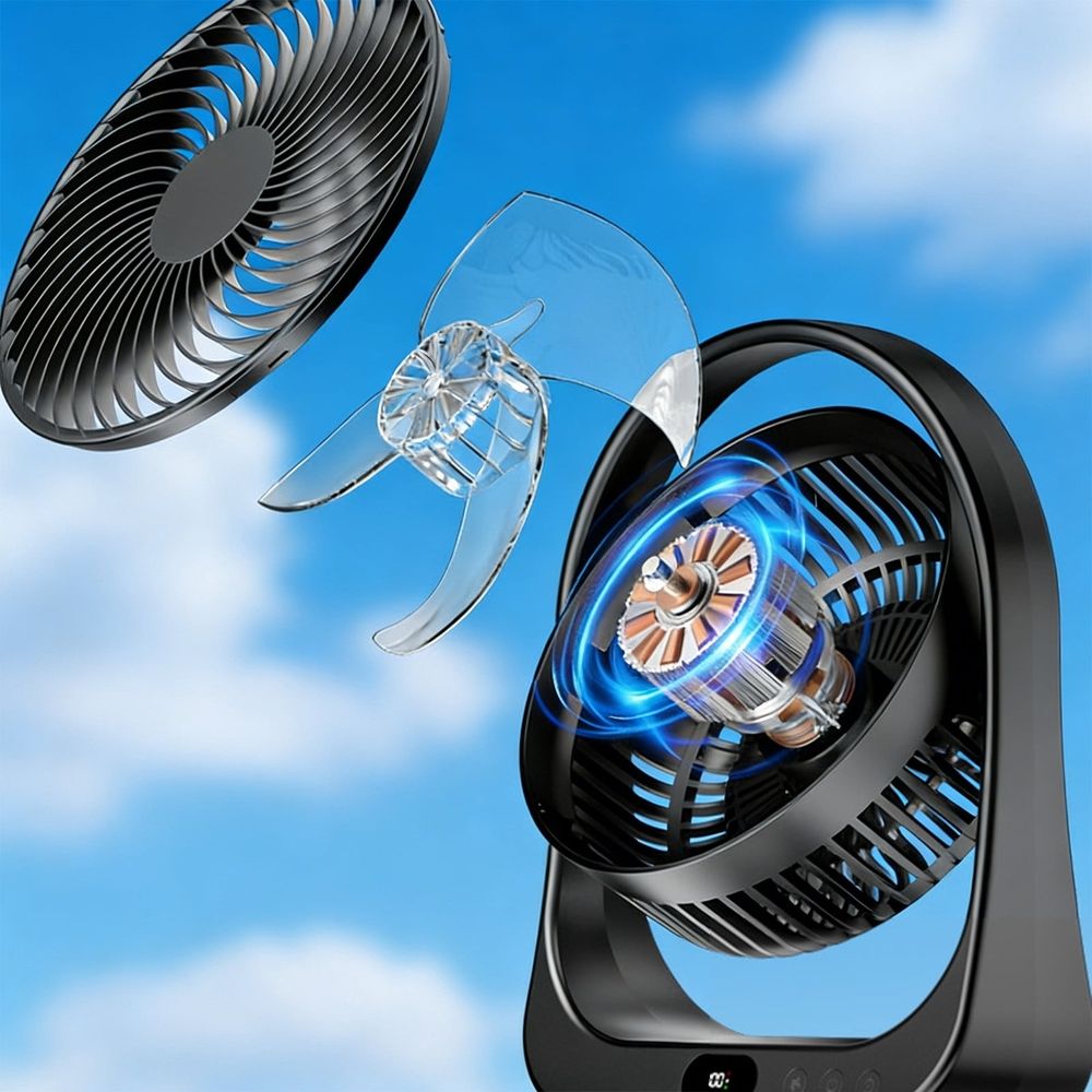 Desk Fan Small Home Fan, Ultra Strong Wind, Long Lasting Build, Black