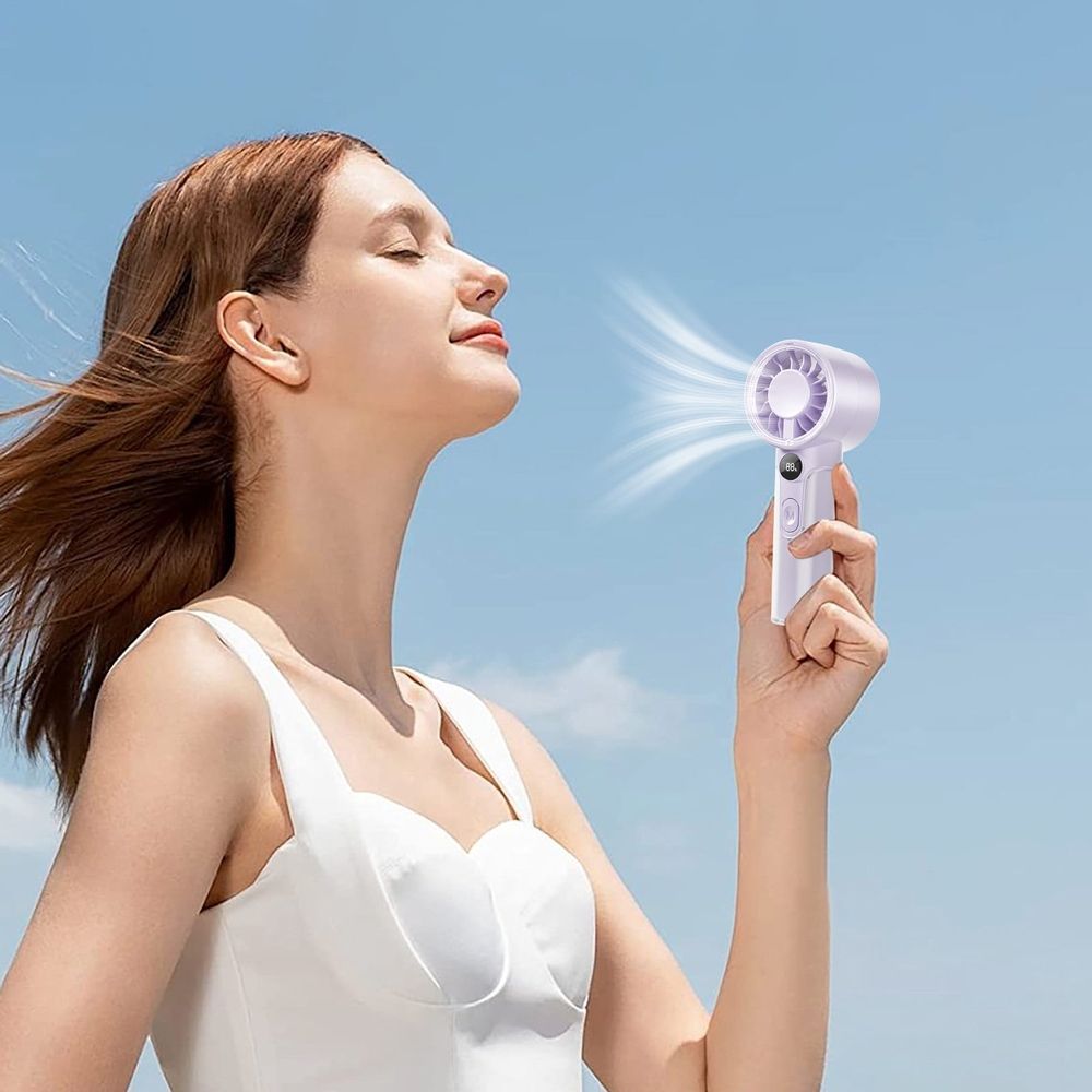Portable Handheld Fan, Powerful 100 Speeds, USB Fast Charging, Purple