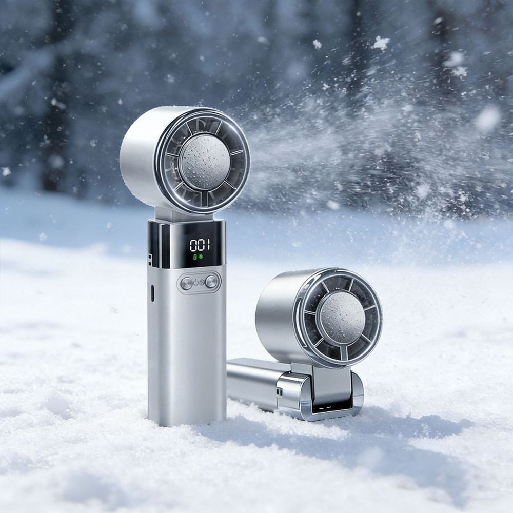 Portable Fan Handheld Mini Fan, Ice Cooling Function, Quiet Brushless Motor, B