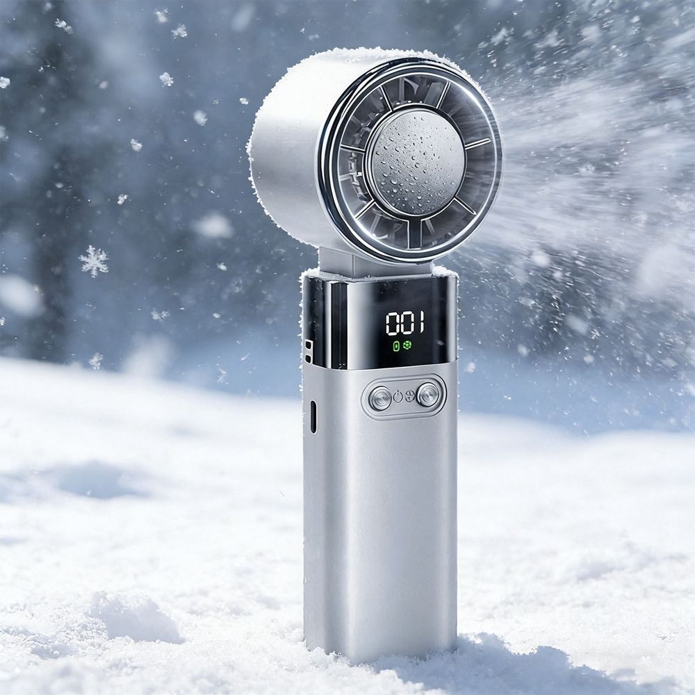 Portable Fan Handheld Mini Fan, Ice Cooling Function, Quiet Brushless Motor, B