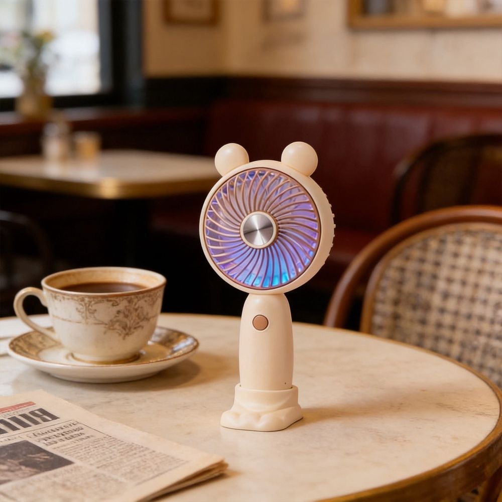 Portable Handheld Fan, Comfortable Grip Design, Long Time Cooling, Beige