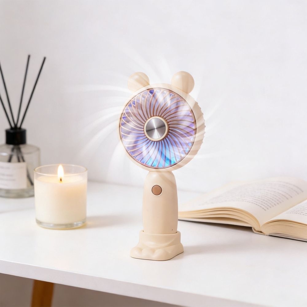 Portable Handheld Fan, Comfortable Grip Design, Long Time Cooling, Beige