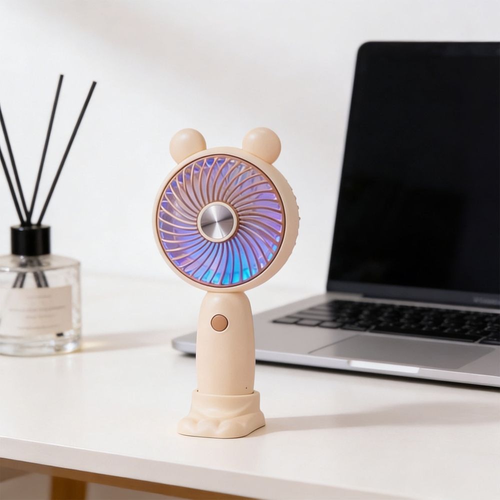 Portable Handheld Fan, Comfortable Grip Design, Long Time Cooling, Beige