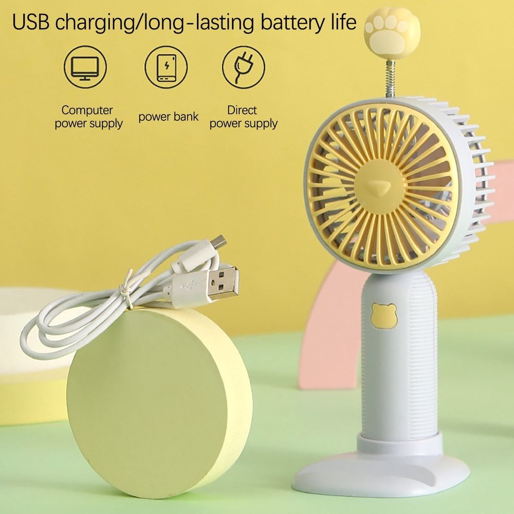 Portable Handheld Fan, Phone Holder Base, Simulated Natural Wind, Pink