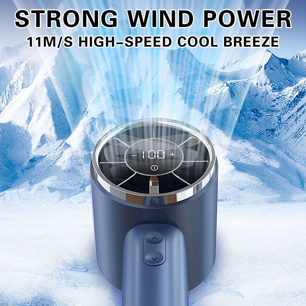 Portable Handheld Fan, High Speed Motor, Digital Power Display, White