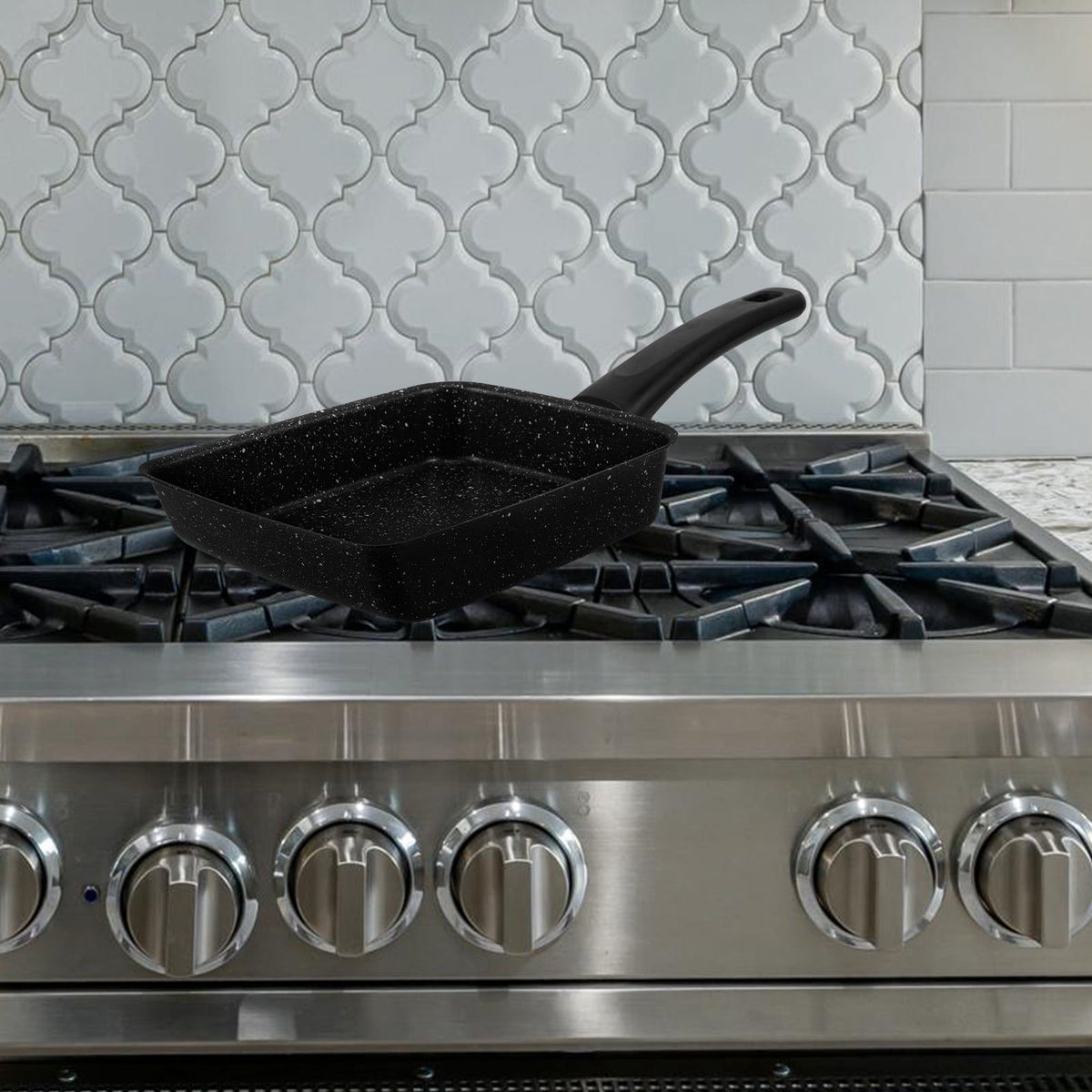 Japanese Nonstick Rectangular Frying Pan for Home Cooking with Even Heat Distribution and Design
