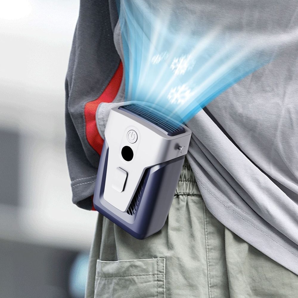 High-Power Bladeless Mini Fan, Portable Waist-Mounted Fan with Mobile Charger, Three Wind Speed Settings, Ideal for Construction Sites and Outdoor Activities, Perfect for Professionals