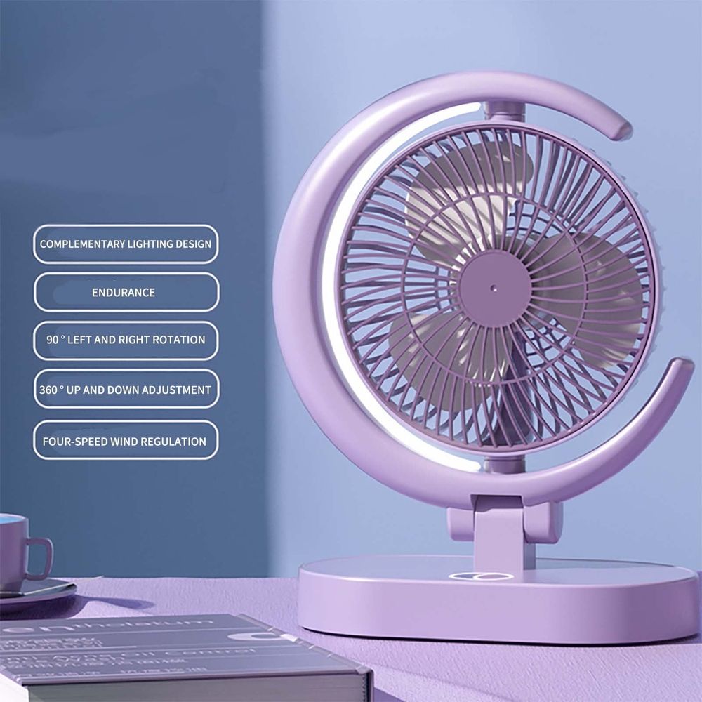 High Wind Portable USB Charging Fan, Multi-Function Folding Fan with Light, Quiet Operation, Ideal for Home, Office, Camping, Adults
