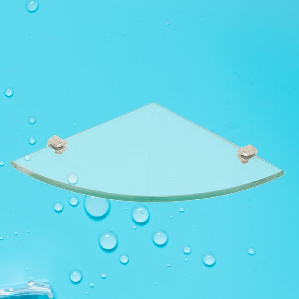 2pcs Triangle Glass Shelf Corner Rack for Bathroom Wall Mount Storage Holder