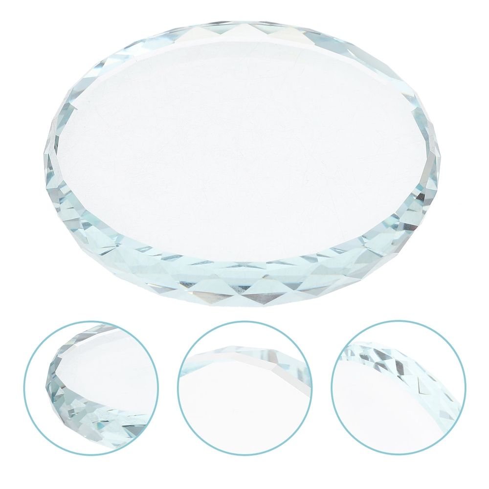Round Transparent Glass Display Stand Tray for Craft Projects and Home Decor, 1 Set