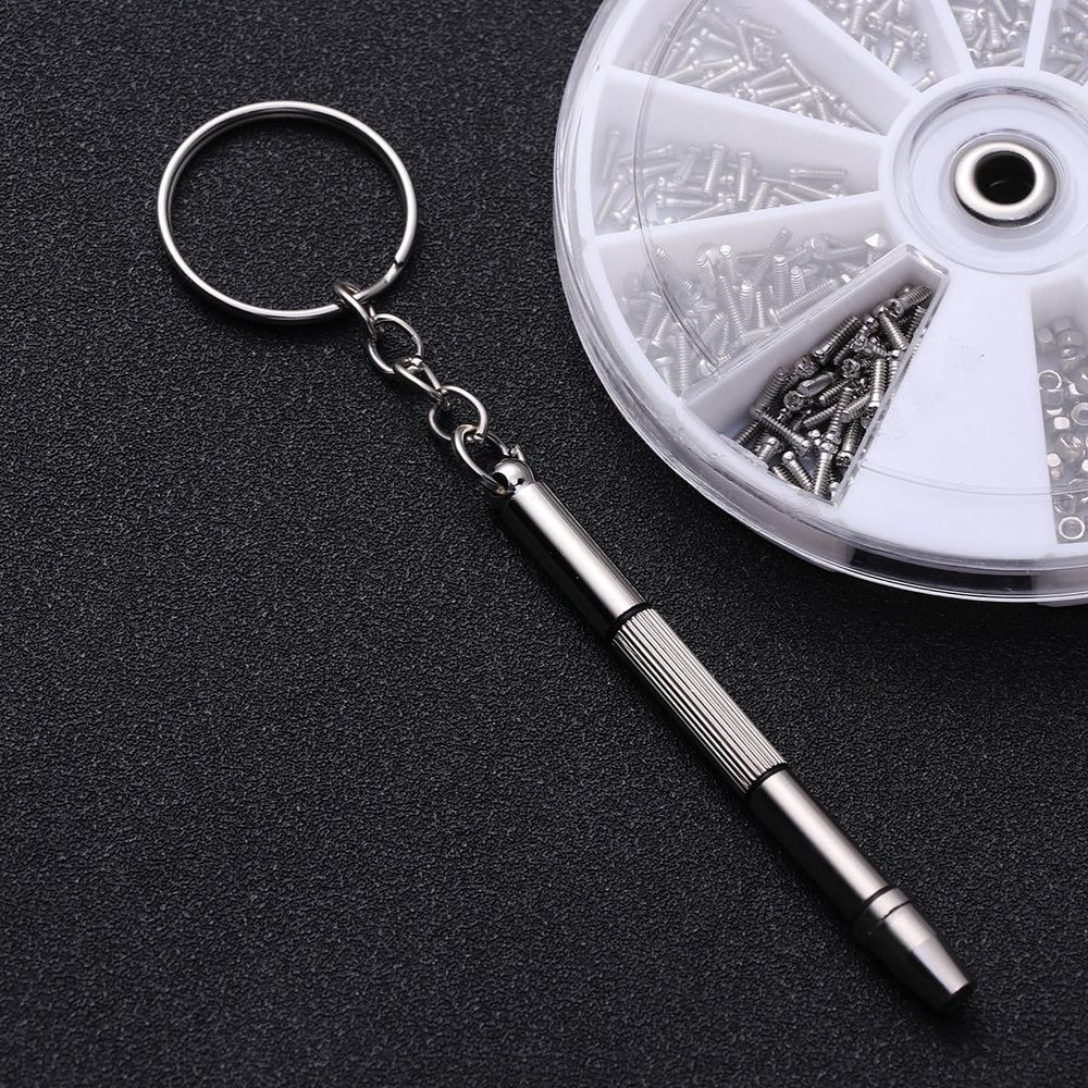 600Pcs Glasses Repair Screws Plated Silver Set with Organized Storage and Micro Screwdriver