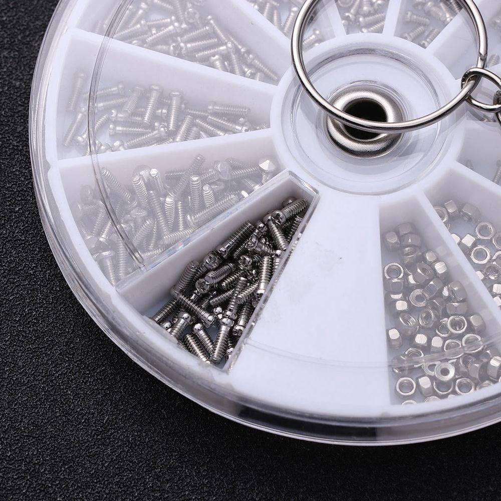 600Pcs Glasses Repair Screws Plated Silver Set with Organized Storage and Micro Screwdriver